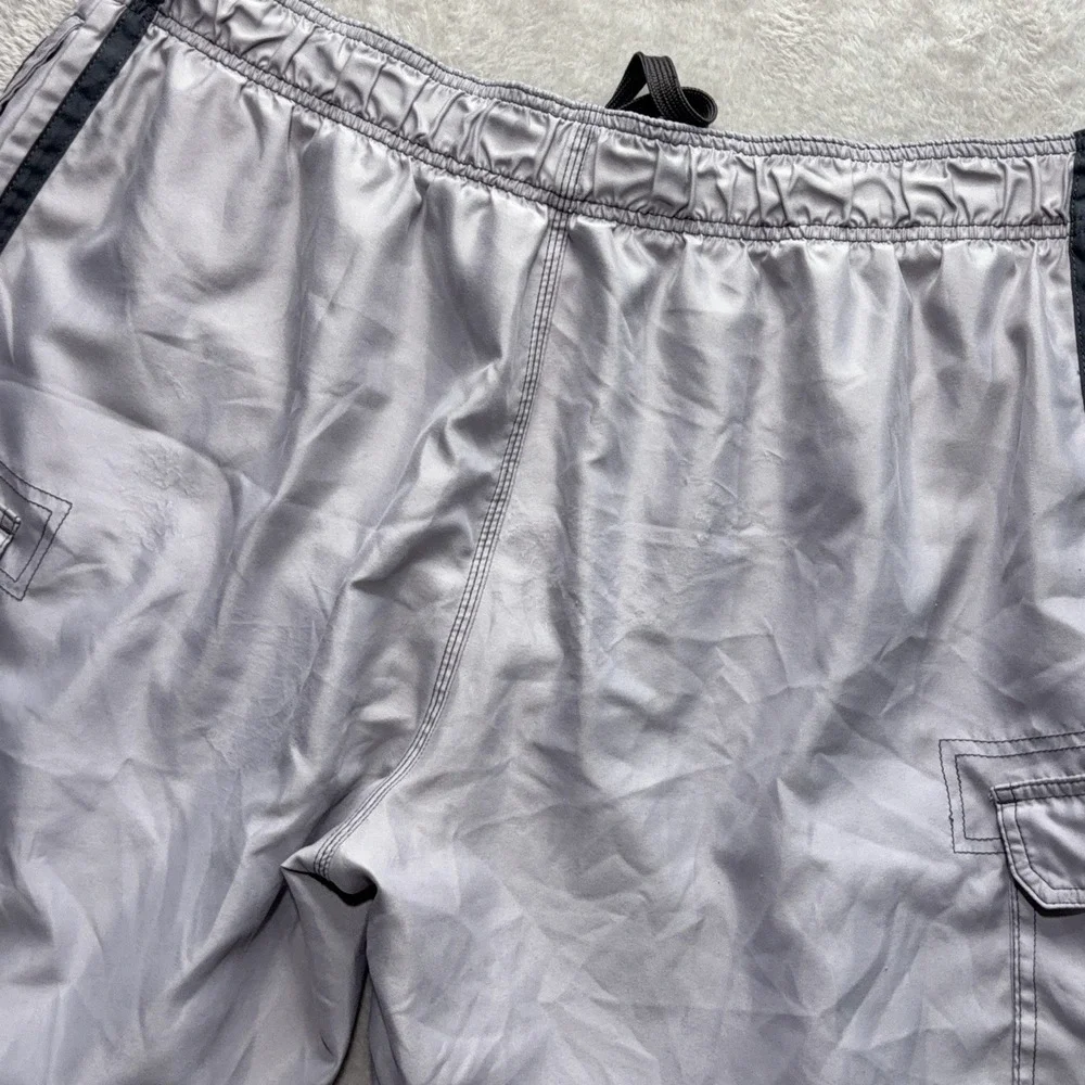 Op Ocean Pacific Mens Gray Cargo Board Shorts Y2k Swim Trunks XL Surf Beach